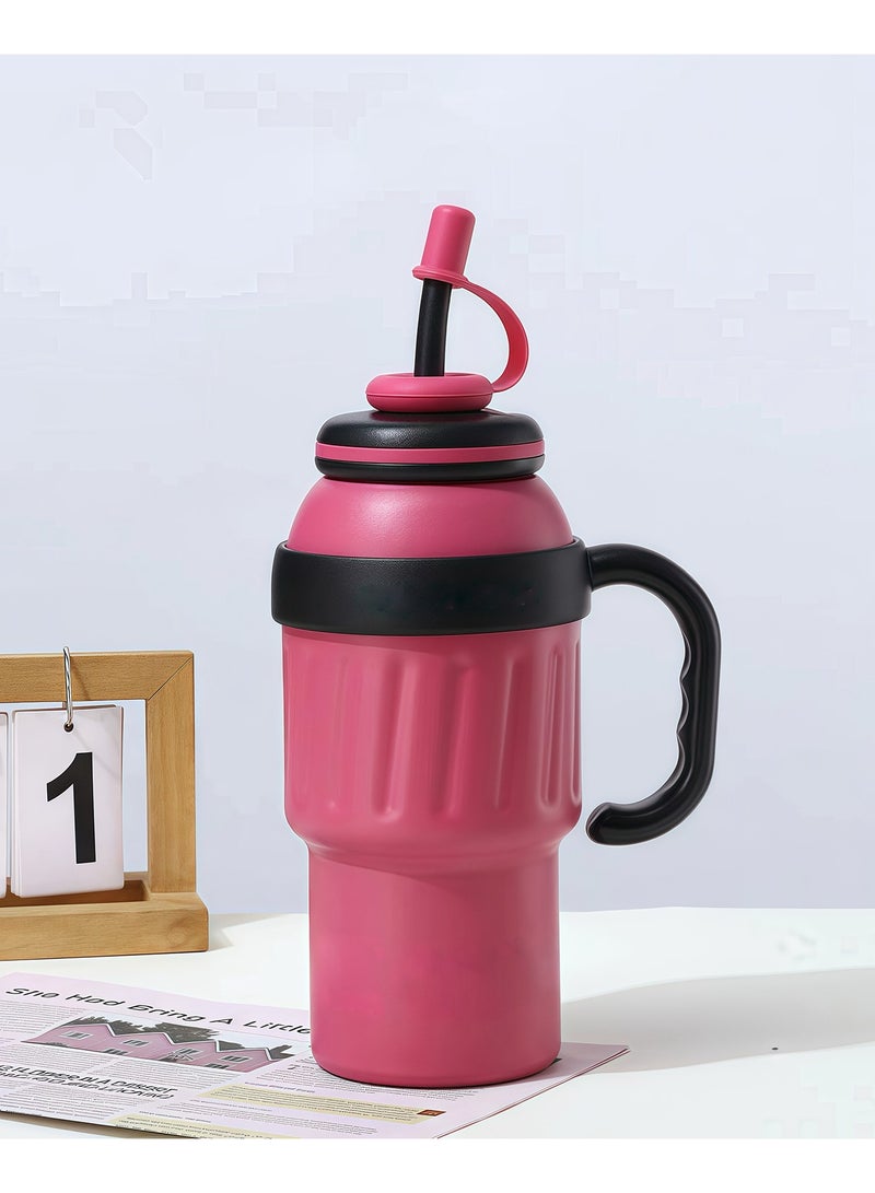 Jourvent Insulated Mug with Handle, Straw, Stainless Steel Vacuum Mug, Travel Mug, Portable Mug - Image 1