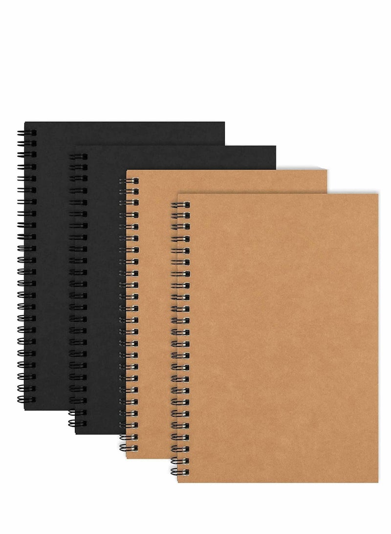 Generic 4-Pack A5 Spiral Notebooks, Soft Cover, 100 Lined Pages, 5"x8", Perfect for Office & School Supplies  - Image 1
