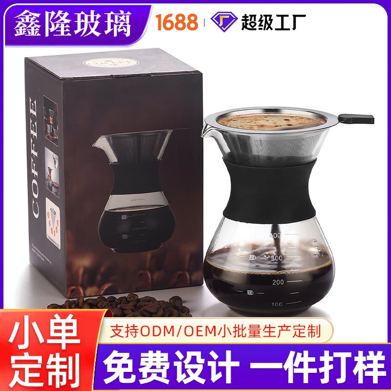 Small Coffee Pot Italian Moka Pot Household Hand-Made Coffee Pot Glass Coffee Sharing Pot Factory Supply - Image 2