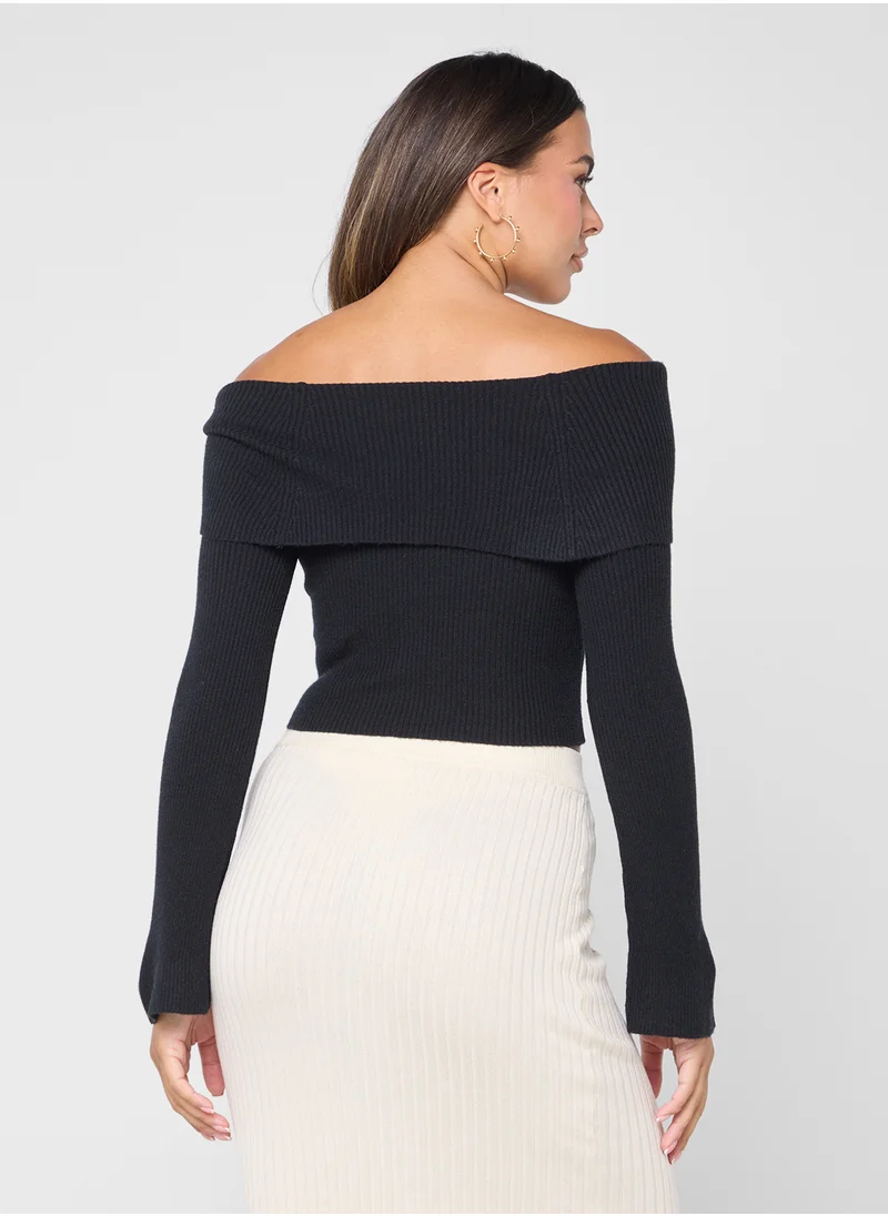 اونلي Onljayden Ls Crop Off Shoulder Knit