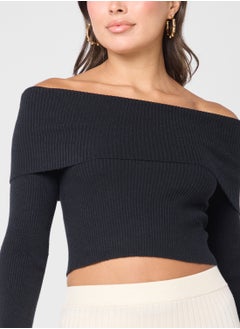 ONLY Off Shoulder Knitted Crop Top  - Image 3