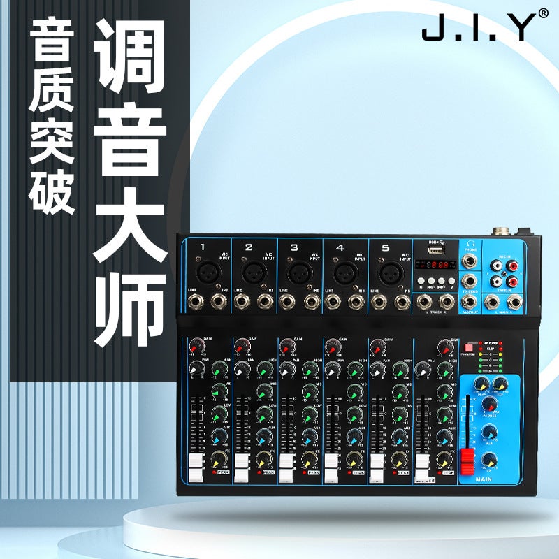 7-Way Mixer Professional Stage Singing Audio Live Broadcast Equipment Bluetooth Usb Monitoring Tuning Dj Mixer - Image 3