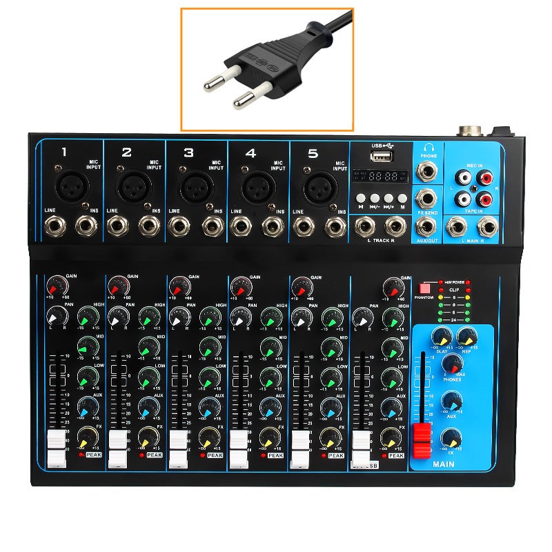 7-Way Mixer Professional Stage Singing Audio Live Broadcast Equipment Bluetooth Usb Monitoring Tuning Dj Mixer - Image 1