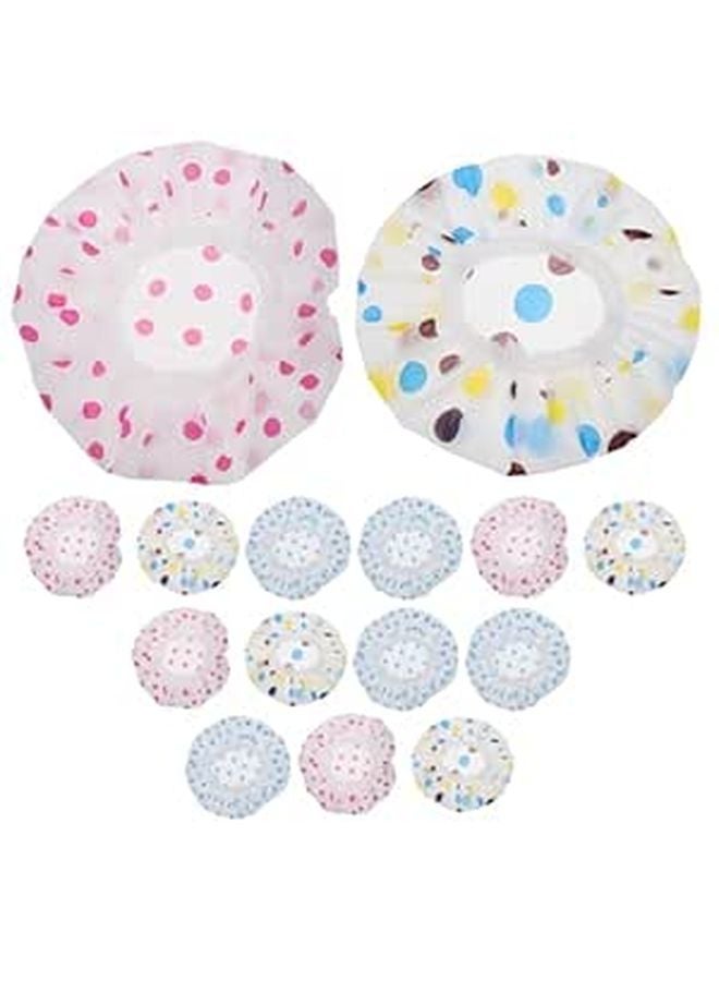 Waterproof Reusable Shower Caps 3 Colors Set Thickened Polka Dot Bath Bonnets - Image 1