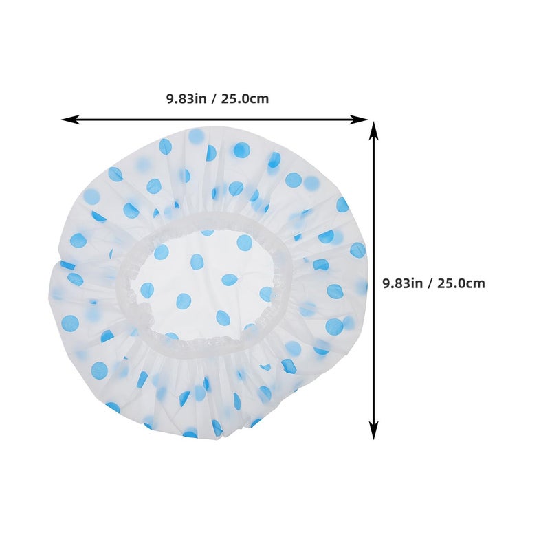 Waterproof Reusable Shower Caps 3 Colors Set Thickened Polka Dot Bath Bonnets - Image 3