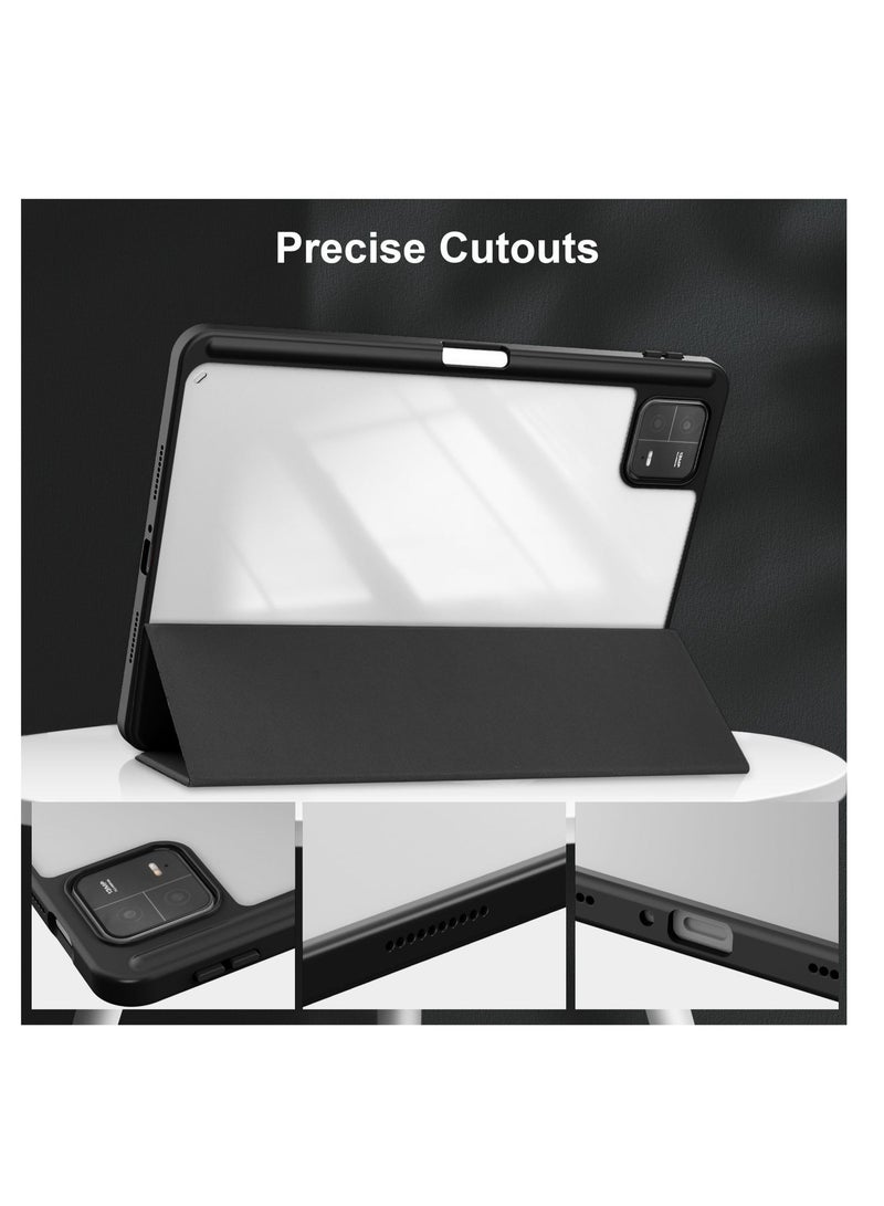 يوارب كينج شفافة خلفية فائقة رقيقة مع غطاء إطار TPU مضاد للصدمات ، مقلم مدمج ، يدعم Xiaomi Pad 7 / Pad 7 Pro / Xiaomi Pad 8 / Pad 8 Pro أسود النوم / الاستيقاظ التلقائي - Image 3