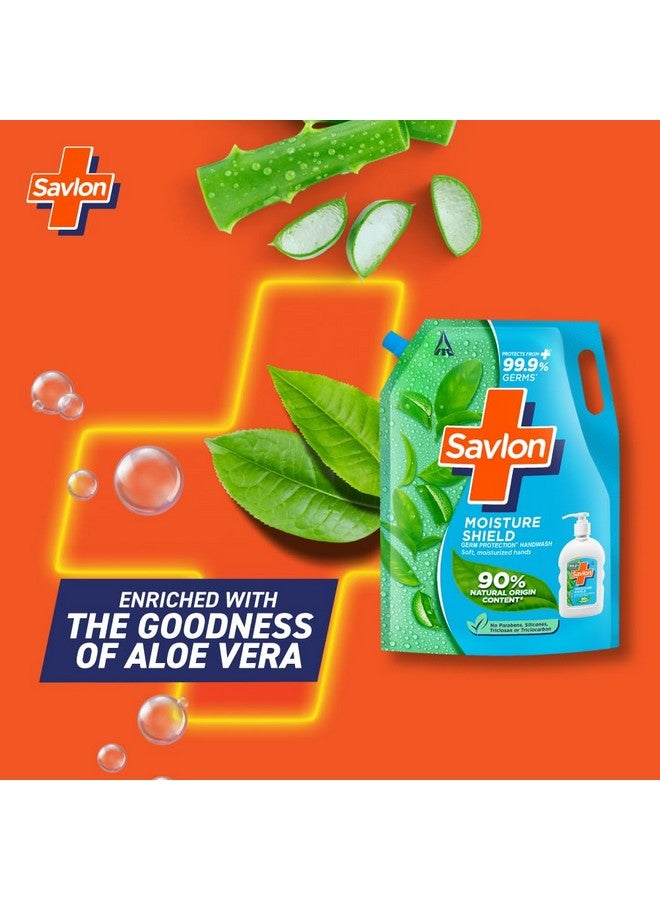 Savlon Moisture Shield Germ Protection Liquid Handwash, 1500Ml Hand Wash Refill, Protects From 99.9% Germs, Soft Moisturized Hands, 90% Natural Origin, Paraben And Silicon Free - Image 2