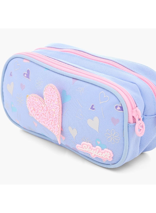 Skylar Heart Print Pencil Pouch for Girls - Image 5