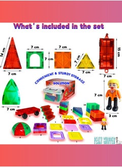 PEAKY KIDS 78 pcs magnetic tiles for kids,  stem approved educational magnetic blocks, 3d montessori toys for boys girls, constructing structures shapes building sets for brain activity & creativity  - Image 4