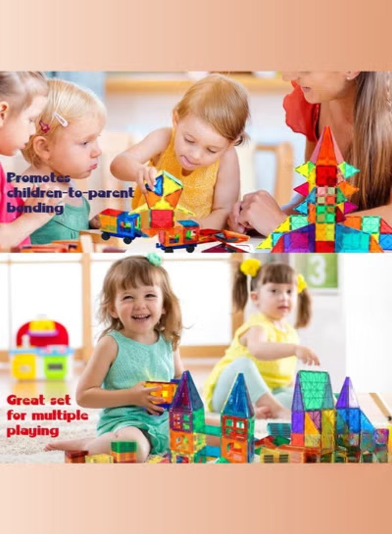 PEAKY KIDS 78 pcs magnetic tiles for kids,  stem approved educational magnetic blocks, 3d montessori toys for boys girls, constructing structures shapes building sets for brain activity & creativity - Image 3