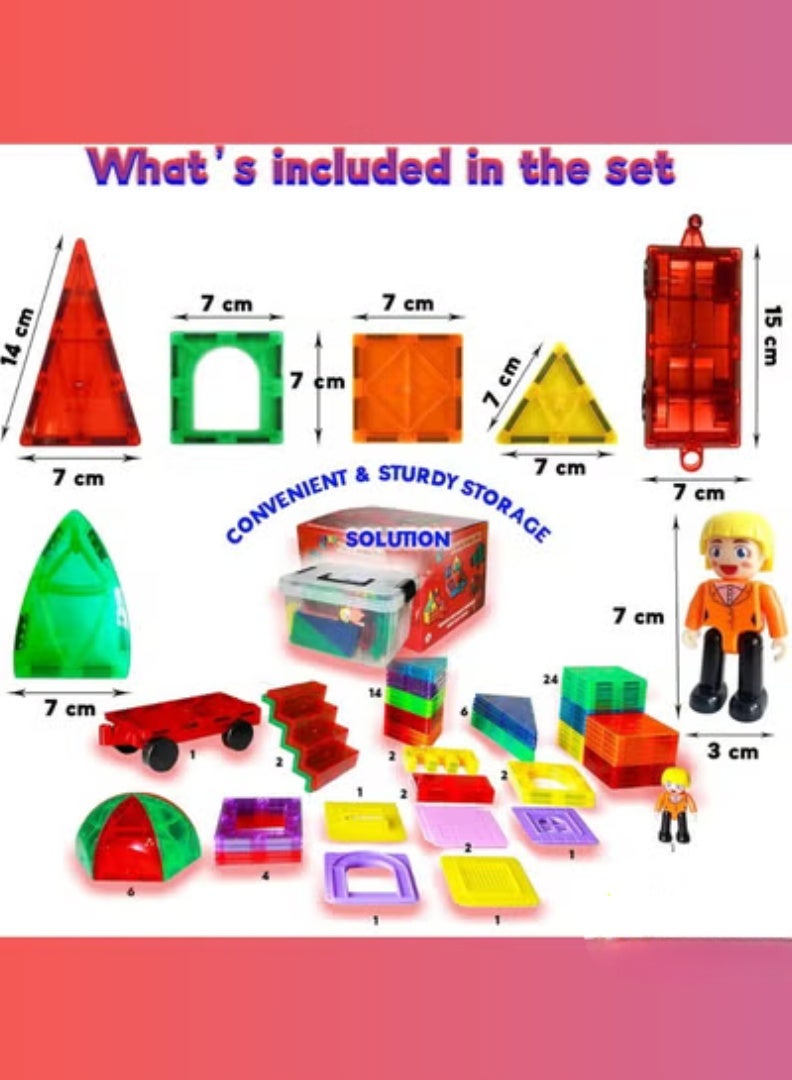 PEAKY KIDS 78 pcs magnetic tiles for kids,  stem approved educational magnetic blocks, 3d montessori toys for boys girls, constructing structures shapes building sets for brain activity & creativity - Image 4