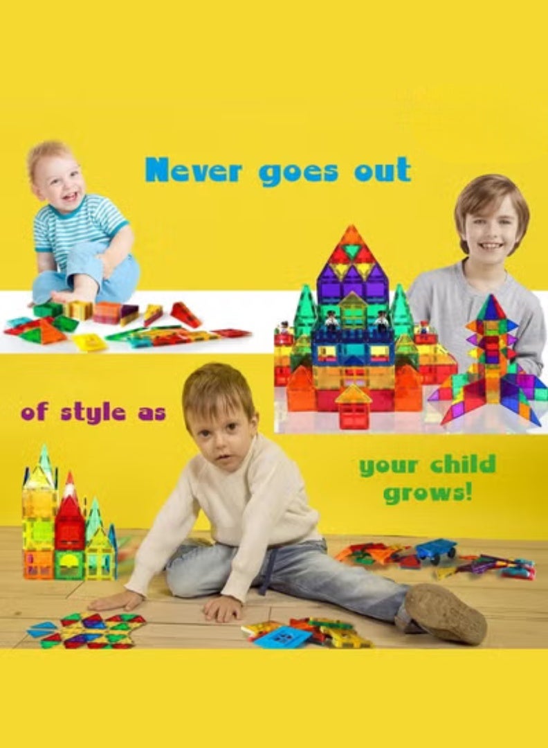 PEAKY KIDS 78 pcs magnetic tiles for kids,  stem approved educational magnetic blocks, 3d montessori toys for boys girls, constructing structures shapes building sets for brain activity & creativity - Image 5