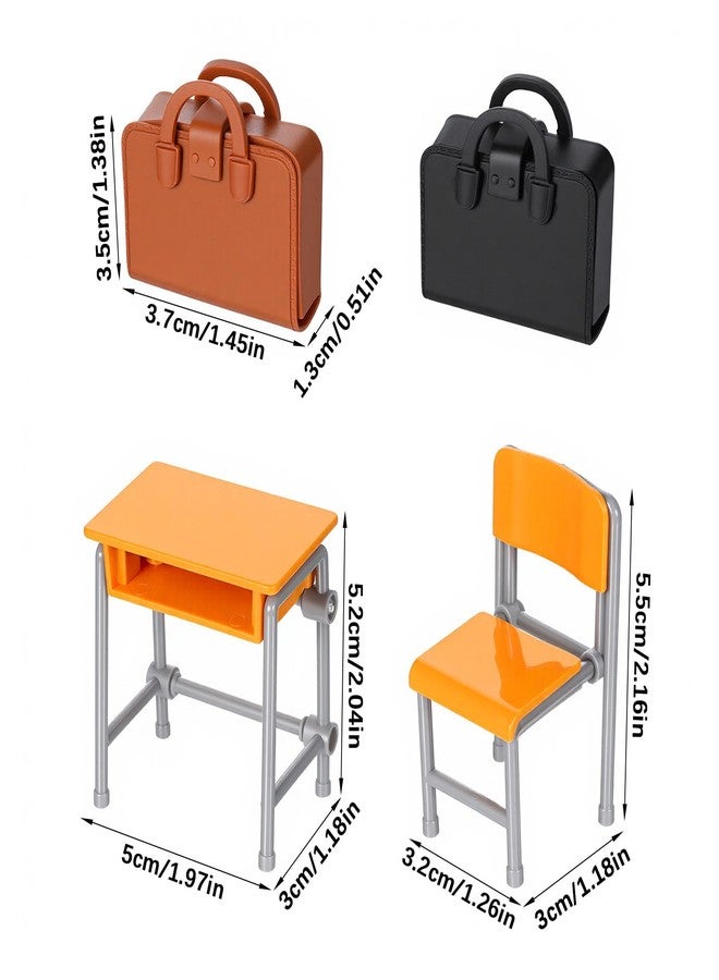 HaiFafafaing Miniature School Furniture Set - 1:12 Scale Dollhouse Desk and Chair Play Set - Modern Dollhouse School Model Mini Schoolbags for Collectors Decor - Image 2