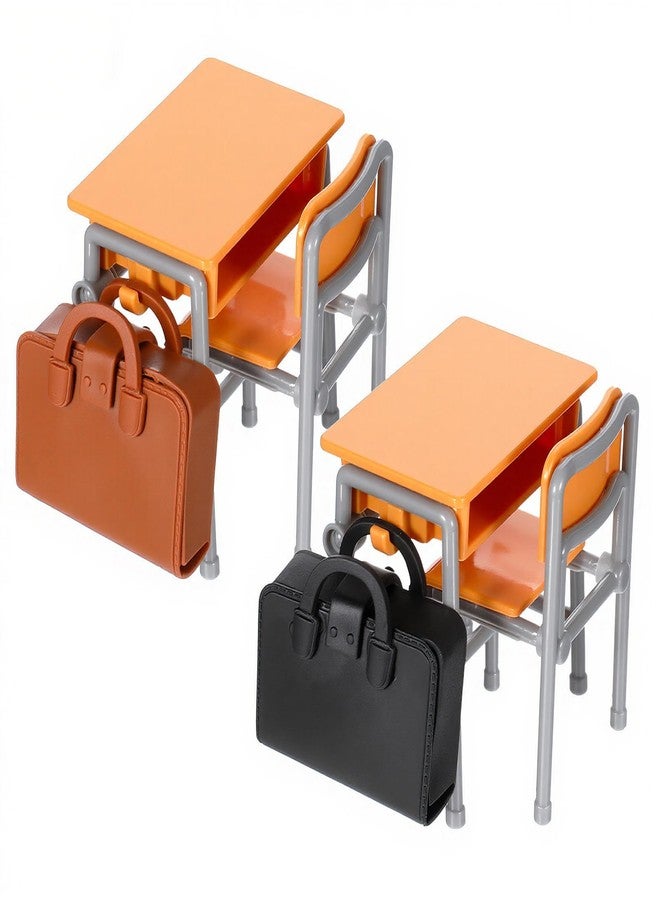 HaiFafafaing Miniature School Furniture Set - 1:12 Scale Dollhouse Desk and Chair Play Set - Modern Dollhouse School Model Mini Schoolbags for Collectors Decor - Image 1