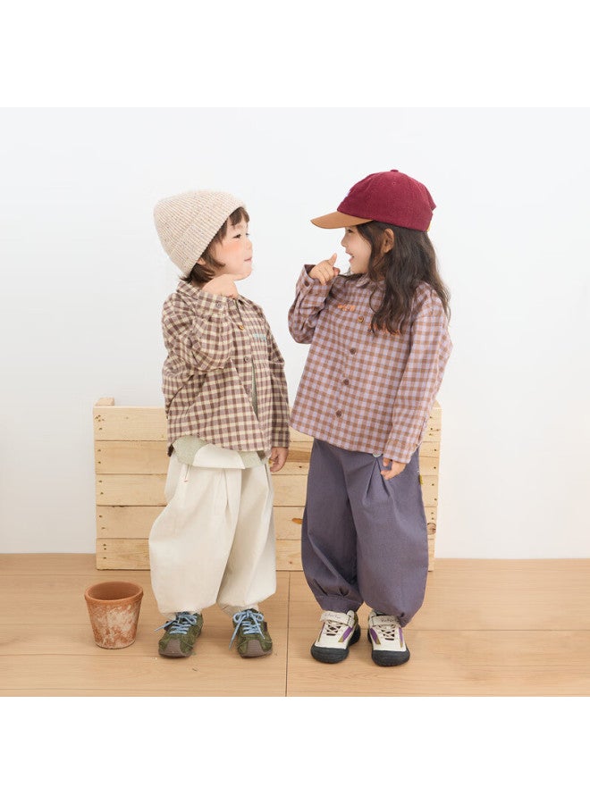 Papa Autumn New Children's Pants Casual Trousers Twill Washed Cotton Loose Lantern Pants, Brown, Size 100