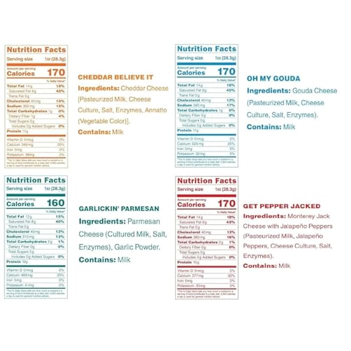 Moon Cheese Variety Pack, Cheddar, White Cheddar, Gouda, Garlic Parm & Pepper Jack, Protein-Rich Cheese Snack, Gluten Free, Keto Friendly, 100% Real Cheese, 2 Ounce (Pack of 5) - Image 2