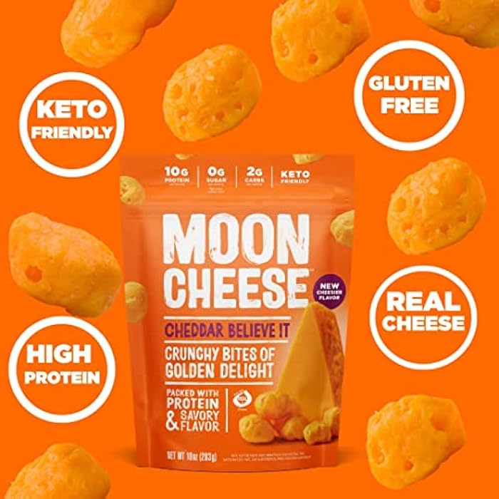 Moon Cheese Variety Pack, Cheddar, White Cheddar, Gouda, Garlic Parm & Pepper Jack, Protein-Rich Cheese Snack, Gluten Free, Keto Friendly, 100% Real Cheese, 2 Ounce (Pack of 5) - Image 5