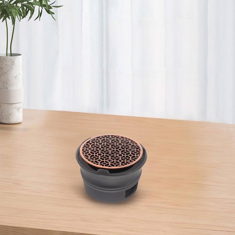 Homoyoyo Japanese Teapot Warmer Base with Copper Pad, Black Pottery Tea Light Candle Holder for Heating Tea and Coffee, Suitable for Home Kitchen Use - Image 4