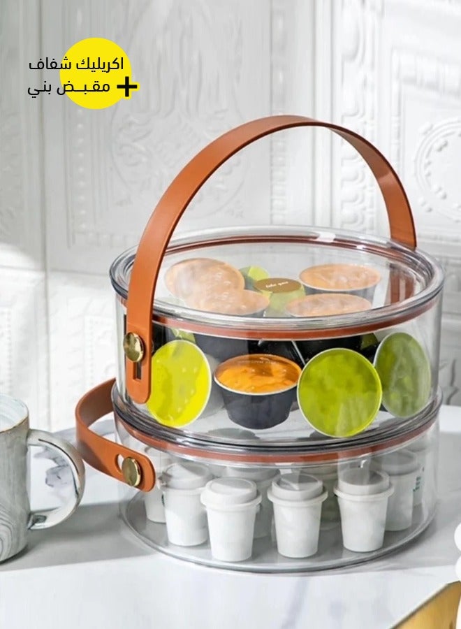 Acrylic Serving Tray with Lid and Handle Round Portable Lunch Box for Food, Appetizers, Meals, Dried Fruits, Nuts, Insurance, Parties, Chocolates for Eid, Ramadan and Special Occasions  - Image 3