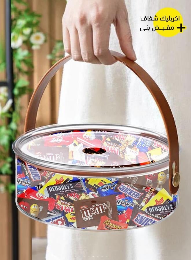 Acrylic Serving Tray with Lid and Handle Round Portable Lunch Box for Food, Appetizers, Meals, Dried Fruits, Nuts, Insurance, Parties, Chocolates for Eid, Ramadan and Special Occasions  - Image 2