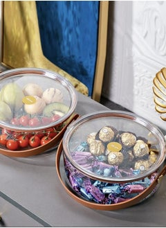 Generic Acrylic Serving Tray with Lid and Handle Round Portable Lunch Box for Food, Appetizers, Meals, Dried Fruits, Nuts, Insurance, Parties, Chocolates for Eid, Ramadan and Special Occasions  - Image 3