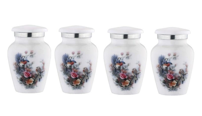BOLD & DIVINE BOLD DIVINE Birds Floral Theme Cremation Urn Human Ashes Adult Memorial urn Burial Funeral Cremation Urns Small Urns_Set of 4 - Image 2