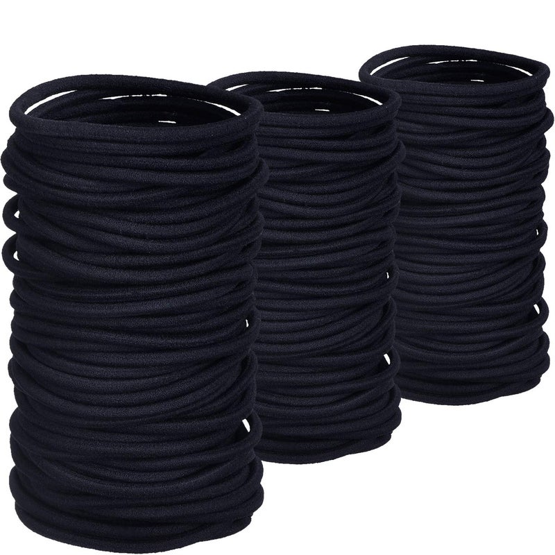 TecUnite 200 Pieces No-metal Hair Elastics Bulk Rubber Bands Hair Ties Ponytail Holders Bands for Women(Black) - Image 1
