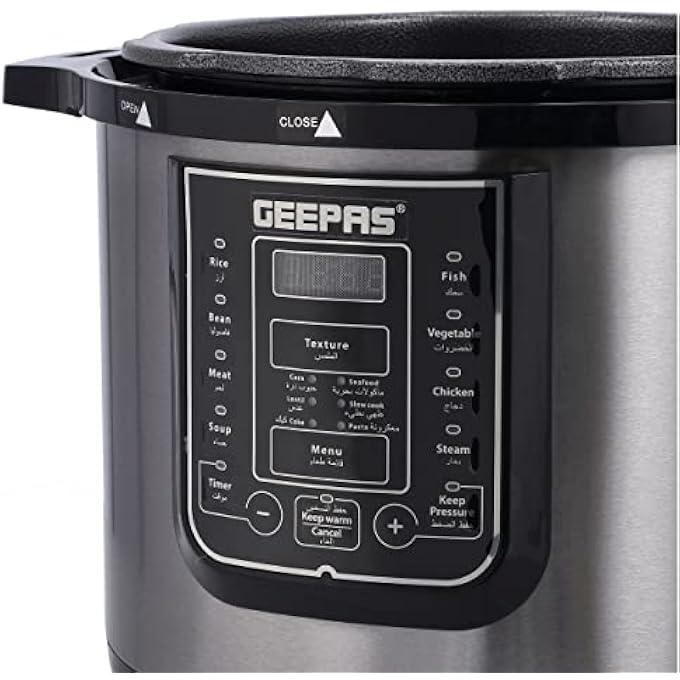 GEEPAS Gmc35029 8L Digital Multi Cooker Portable Led Screen With Touch Menu 14 Programs Auto Shut Off Function 8L Capacity Detachable Inner Lid Grey - Image 4