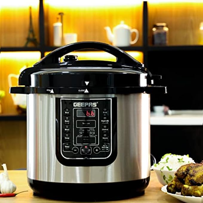 GEEPAS Gmc35029 8L Digital Multi Cooker Portable Led Screen With Touch Menu 14 Programs Auto Shut Off Function 8L Capacity Detachable Inner Lid Grey - Image 3