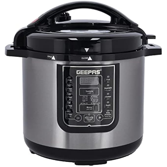 GEEPAS Gmc35029 8L Digital Multi Cooker Portable Led Screen With Touch Menu 14 Programs Auto Shut Off Function 8L Capacity Detachable Inner Lid Grey - Image 1