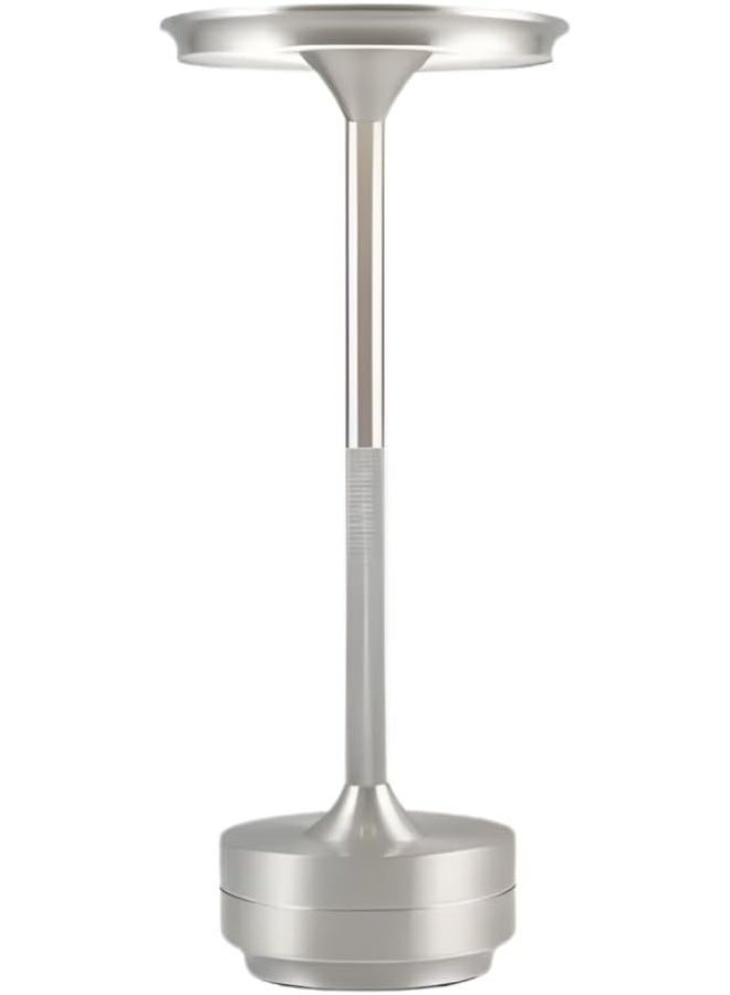 zentora Cordless LED Table Lamp, 4000mAh Rechargeable Battery Operated Mini Bedside Lamp, 3-Level Brightness, Portable for Dining Table, Bar & Outdoor Use (Silver) - Image 2