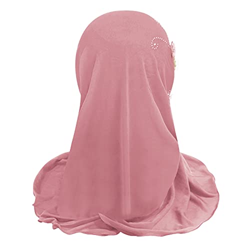 Clobeau Muslim Hijab Girls Hijab Scarfs Head Wrap Scarf, Islamic Scarf Shawls Lace Headscarf Cap, Plain Hijabs for Girls Age 2-6 - Image 3