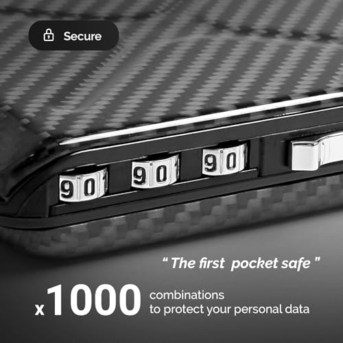 ÖGON -DESIGNS- Genuine carbon fiber wallet, the first pocket size vault made with carbon fiber, lockable with a 3 digit code, RFID protection card holder, Code wallet model - Image 3
