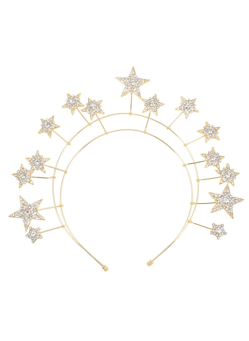 Beaupretty Beaupretty Star Headpiece Rhinestone Wedding Headdress Halo Crown Headband Hair Accessory for Women Golden 
