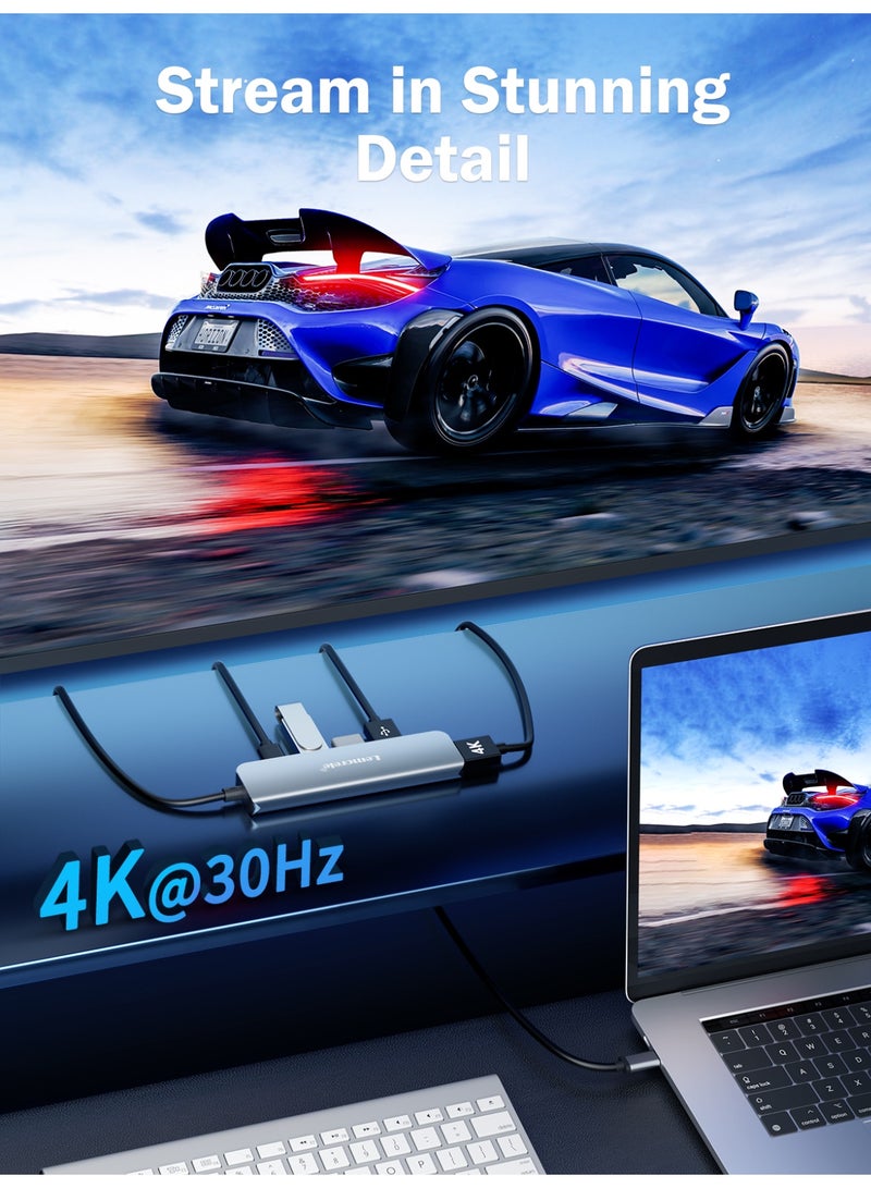 Lemorele Ultra-Slim USB-C Dock for 4K Display and Fast Charging powerful 5-in-1 USB-C hub 4K HDMI output, USB 3.0 high-speed data transfer, and 100W Power for MacBook, Steam Deck, or other USB-C device - Image 4