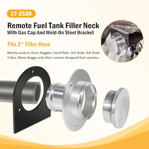 USSKYBOY 17-2530 Remote Fuel Tank Filler Neck, Gas Cap And Weld-On Steel Bracket fits 2" Filler Hose, 2'' Fuel Cell Filler Neck - Image 2