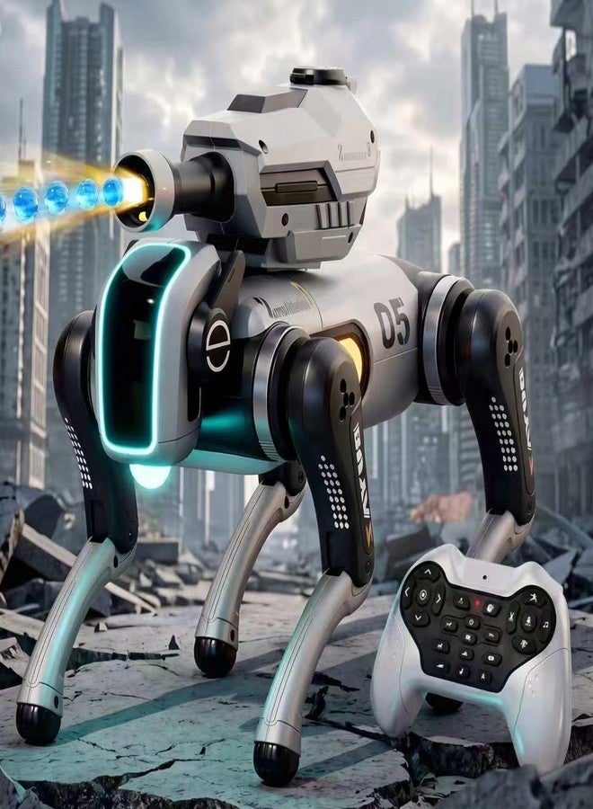 TOPMVP Remote Control Robot Dog Toy with Safe Soft Projectile Launcher, Upgraded Stable RC Smart Puppy with 30+ Stunts, Smart Programmable Interaction, Screen-Free STEM Gift for Kids Age 6-12(White) - Image 1