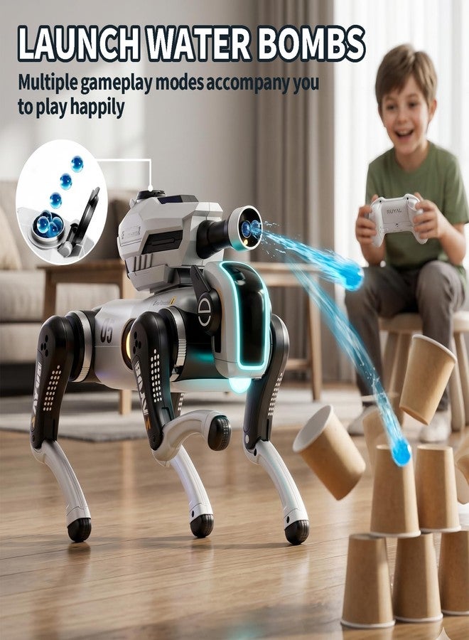 TOPMVP Remote Control Robot Dog Toy with Safe Soft Projectile Launcher, Upgraded Stable RC Smart Puppy with 30+ Stunts, Smart Programmable Interaction, Screen-Free STEM Gift for Kids Age 6-12(White) - Image 2