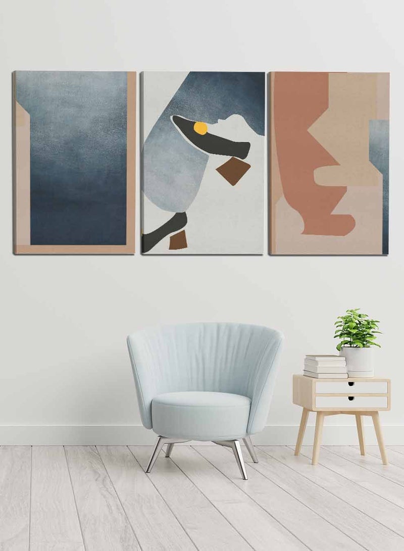 LOWHA Set Of 3 Framed Canvas Wall Arts Stretched Over Wooden Frame, Abstract Murals Rugs Paintings, For Home, Living Room, Office Decor - Image 1