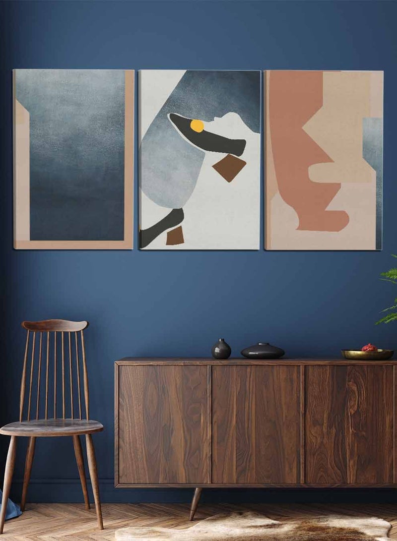 LOWHA Set Of 3 Framed Canvas Wall Arts Stretched Over Wooden Frame, Abstract Murals Rugs Paintings, For Home, Living Room, Office Decor - Image 3