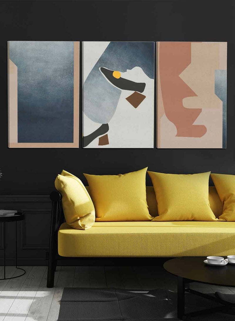 LOWHA Set Of 3 Framed Canvas Wall Arts Stretched Over Wooden Frame, Abstract Murals Rugs Paintings, For Home, Living Room, Office Decor - Image 2