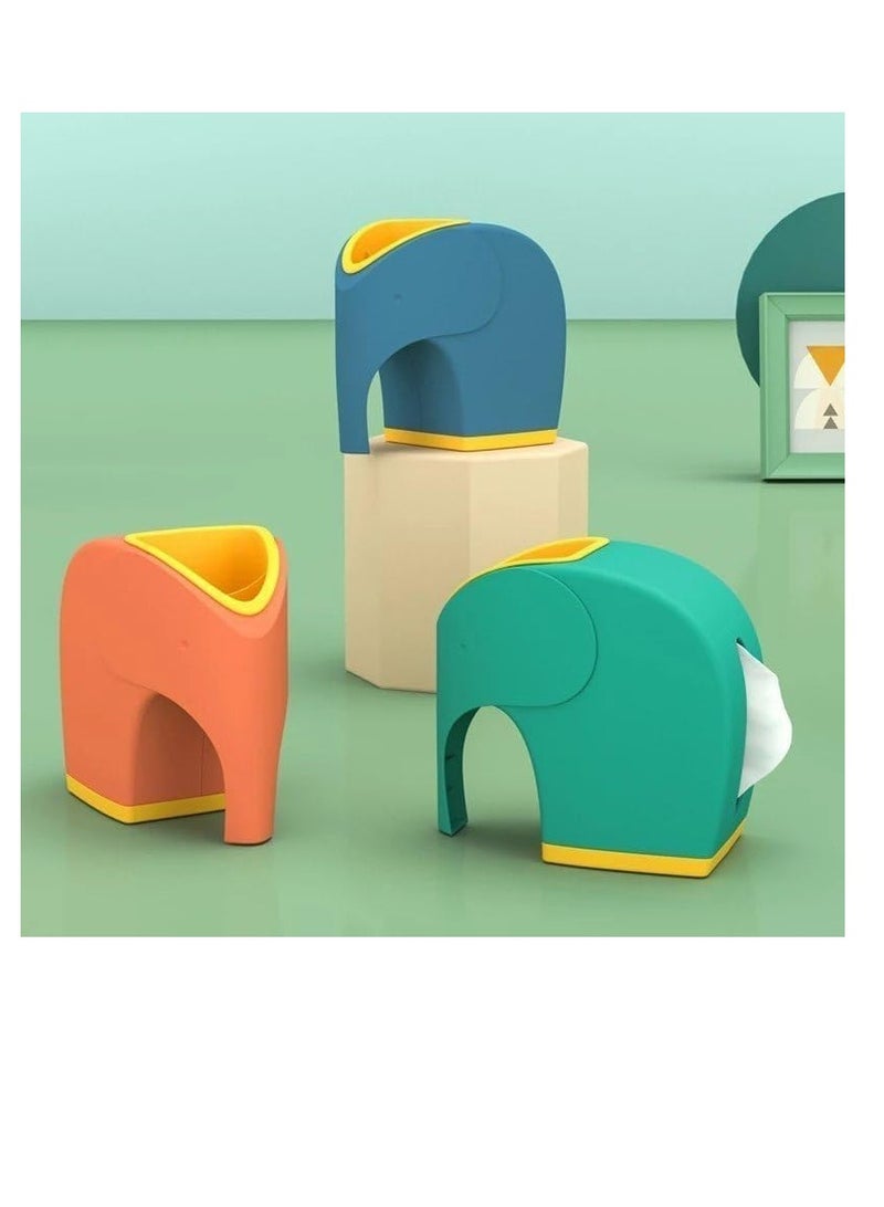 Elephant-shaped tissue organizer, plastic, very good quality, attractive colors, practical and attractive design Mk (blue)  - Image 2
