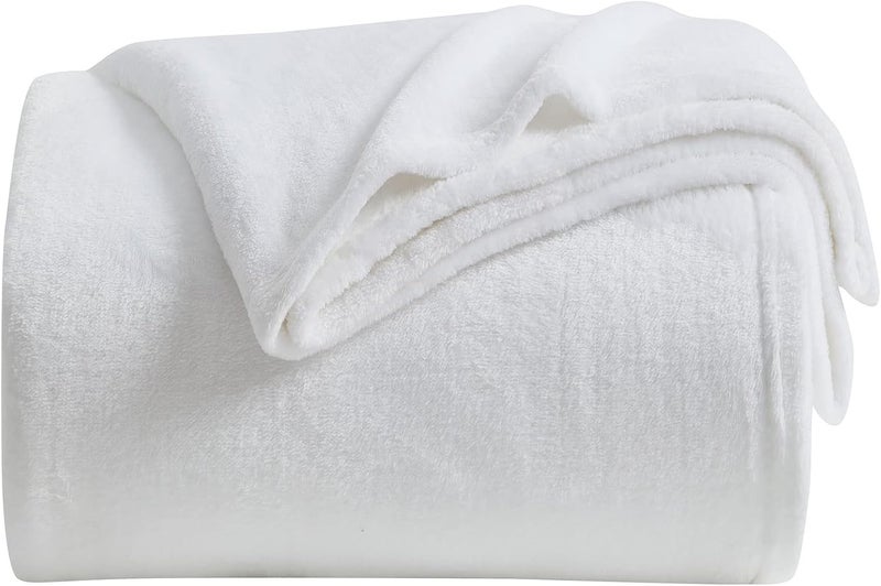 KMUSET Fleece Blanket King Size White Lightweight Super Soft Cozy Luxury Bed Blanket Microfiber Factory Shop - Image 1