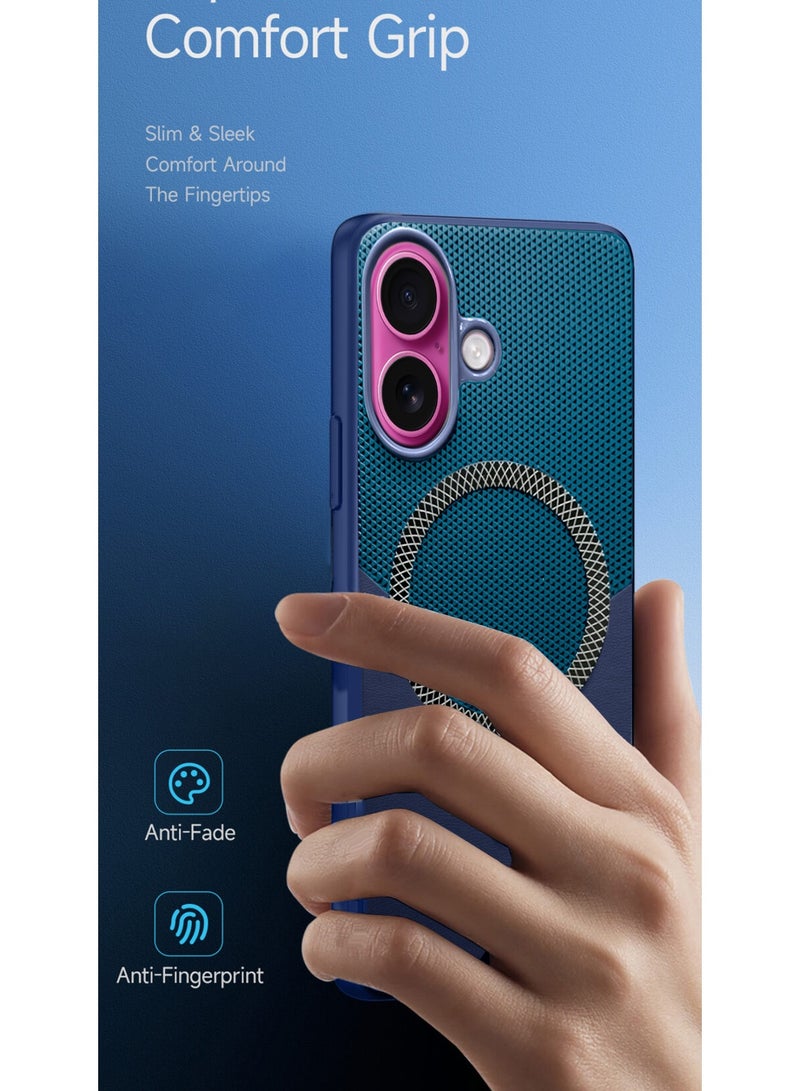 دبليو تيك غطاء هاتف آبل آيفون 17 5G 2025 جلد فاخر ممزوج بحماية متينة مع ملحق ماغسيف (MCMPMN) - أخضر مزرق/أزرق داكن - Image 2