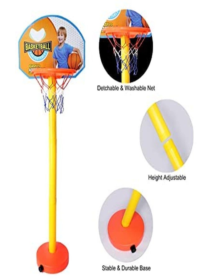 Fully Big Basketball Set for Kids with Adjustable Stand ,Basketball Hoop and 1 Ball for Kids Indoor and Outdoor Playing Games Kids Sports Basketball Toys Birthday Gifts Multicolor (Pack of 1) - Image 5