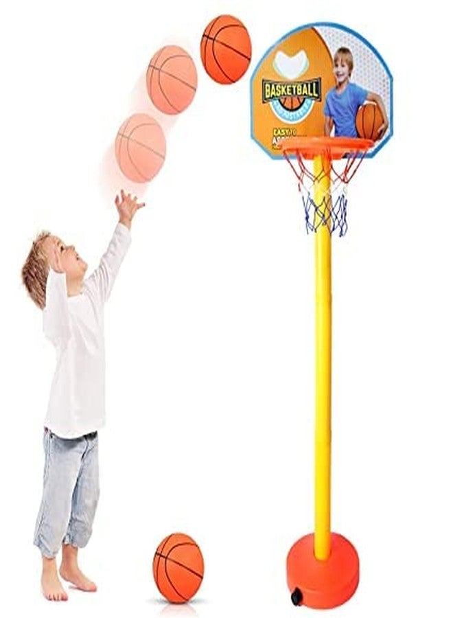 Fully Big Basketball Set for Kids with Adjustable Stand ,Basketball Hoop and 1 Ball for Kids Indoor and Outdoor Playing Games Kids Sports Basketball Toys Birthday Gifts Multicolor (Pack of 1) - Image 1