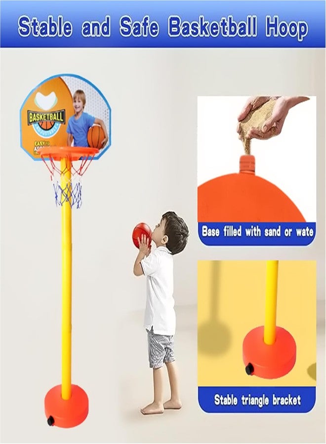 Fully Big Basketball Set for Kids with Adjustable Stand ,Basketball Hoop and 1 Ball for Kids Indoor and Outdoor Playing Games Kids Sports Basketball Toys Birthday Gifts Multicolor (Pack of 1) - Image 2
