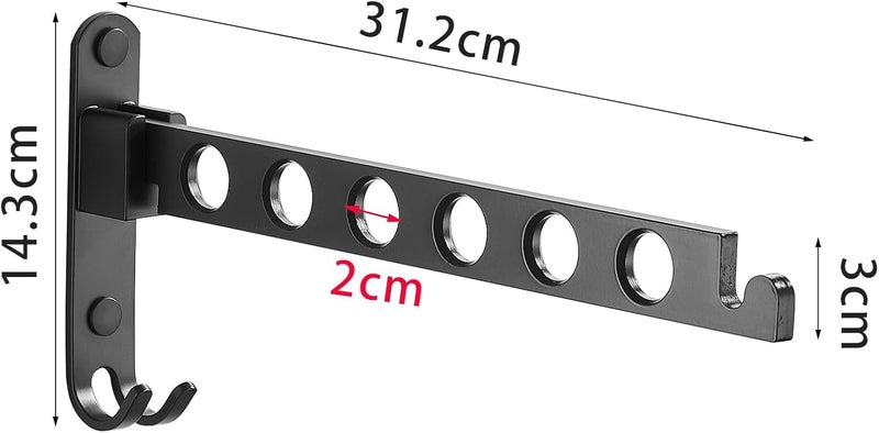 JOOM Retractable Folding Wall Mounted Clothes Hanger Rack Clothes Storage Organizer Laundry Coat Hanger Sturdy Hanging Dryer Rack (one Pack, Black) - Image 2