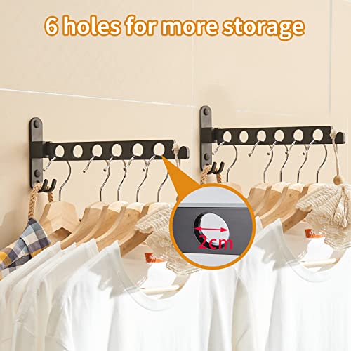 JOOM Retractable Folding Wall Mounted Clothes Hanger Rack Clothes Storage Organizer Laundry Coat Hanger Sturdy Hanging Dryer Rack (one Pack, Black) - Image 5