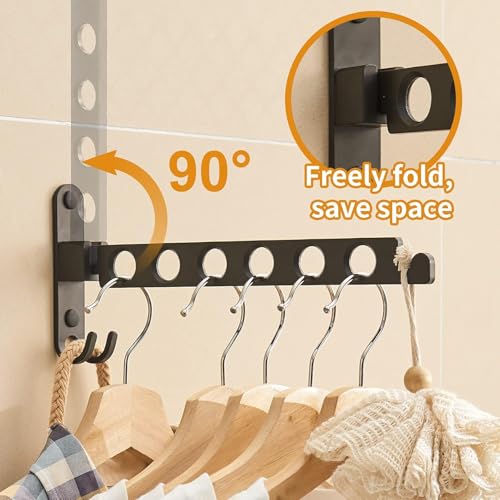 JOOM Retractable Folding Wall Mounted Clothes Hanger Rack Clothes Storage Organizer Laundry Coat Hanger Sturdy Hanging Dryer Rack (one Pack, Black) - Image 3